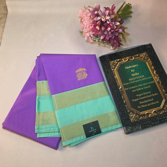 Lavender pastel green pastel pink Parampara vegan kanchi silk saree GA26135