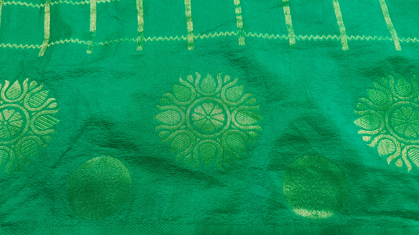 Sapphire Green Sudar Chakkram vegan kaddi georgette saree MA25098