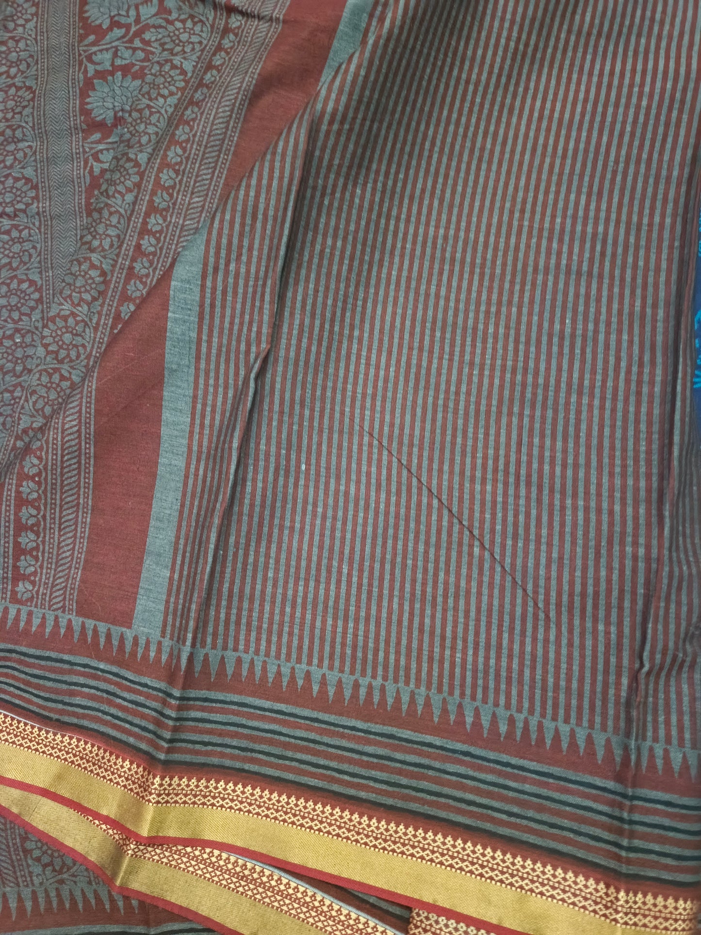 Blue Warli kala Vegan Muslin cotton saree HA25479