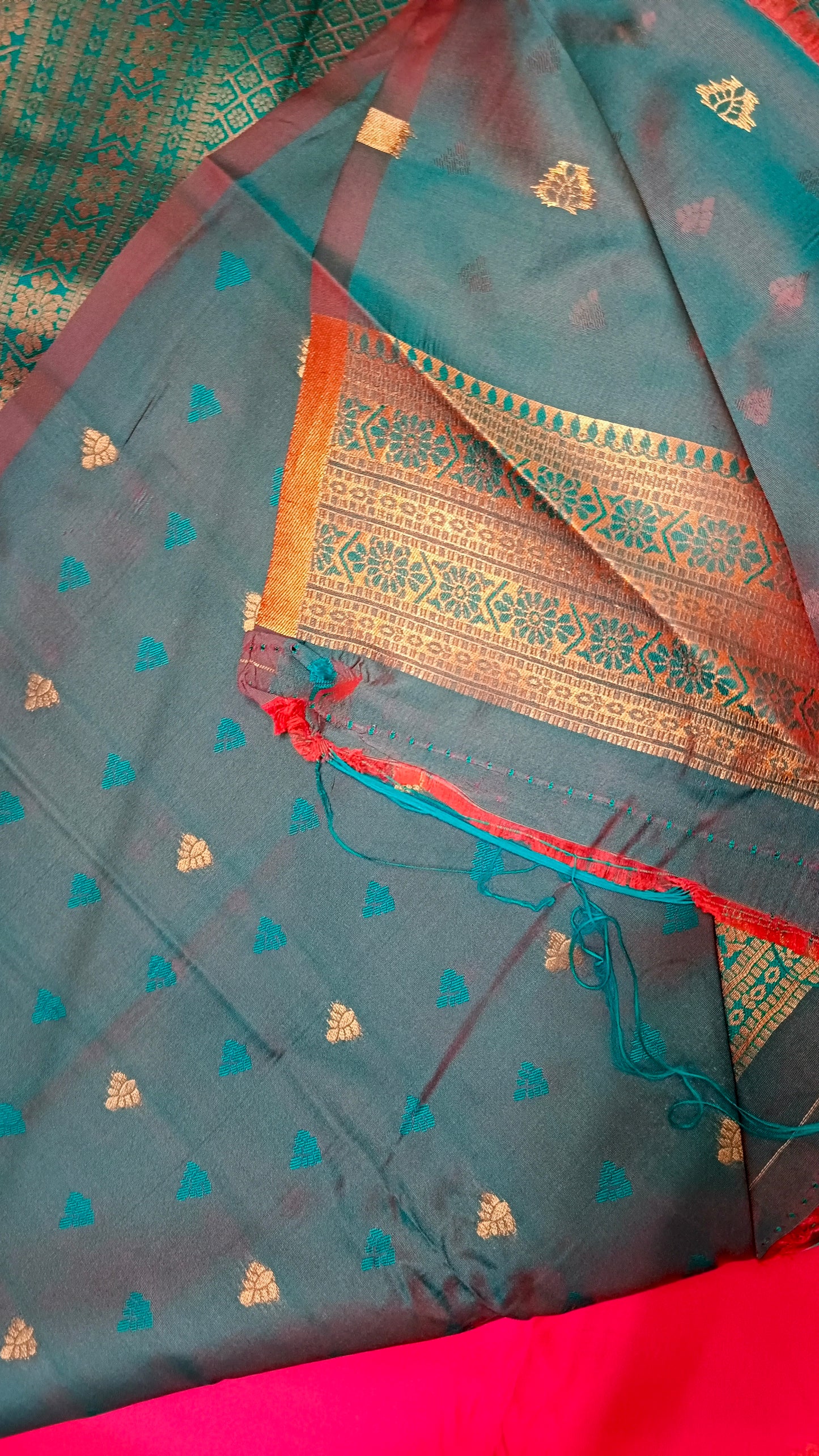 Hot Pink Sea Green Anantha vastra Vegan Kanchi soft silk saree MA25119