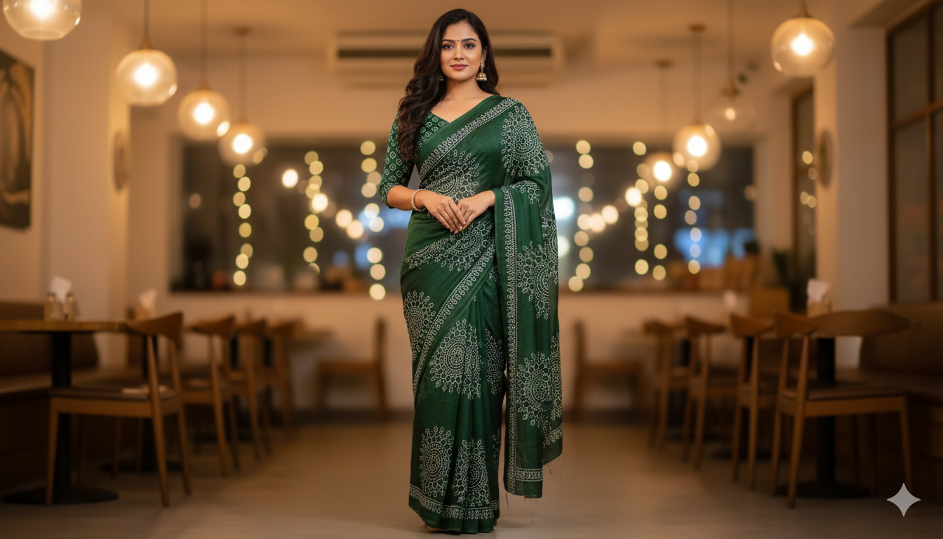 Green Mystic Mashru vegan silk saree SA25859