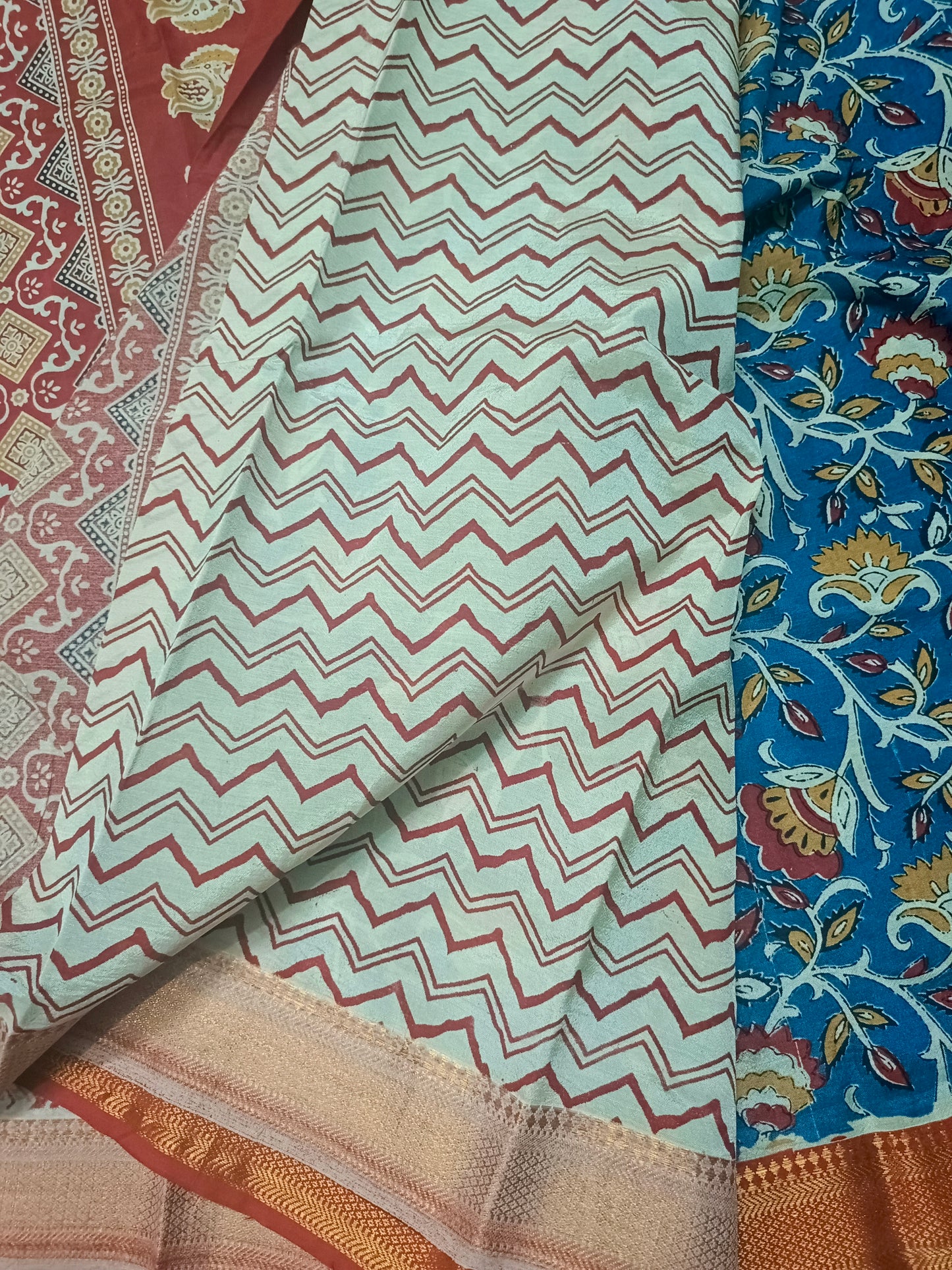 Blue Kalamkari veg dyed Vegan Magalgiri silk cotton Saree HA25474