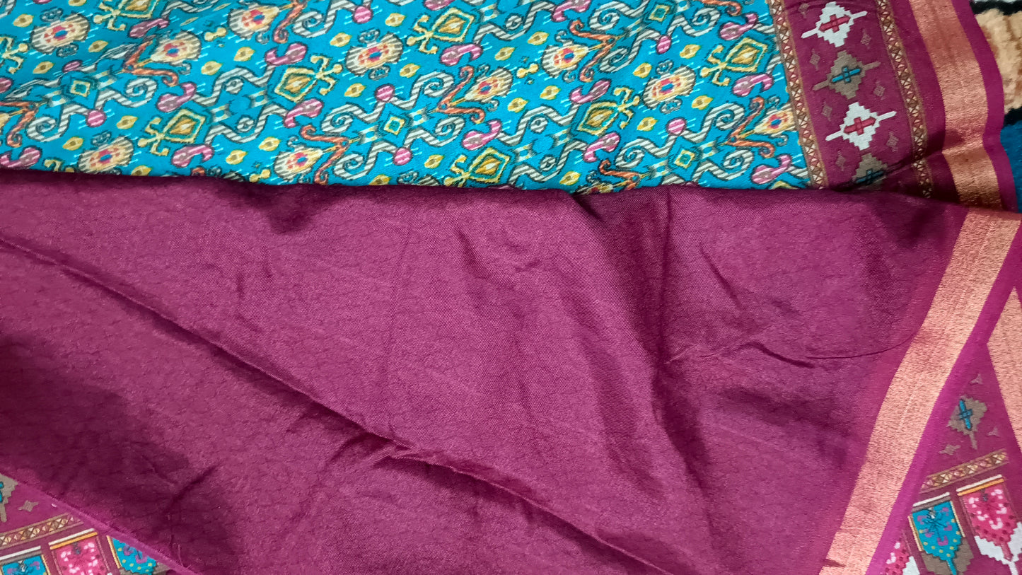 Blue sugandha vegan digital malai cotton saree SA25578