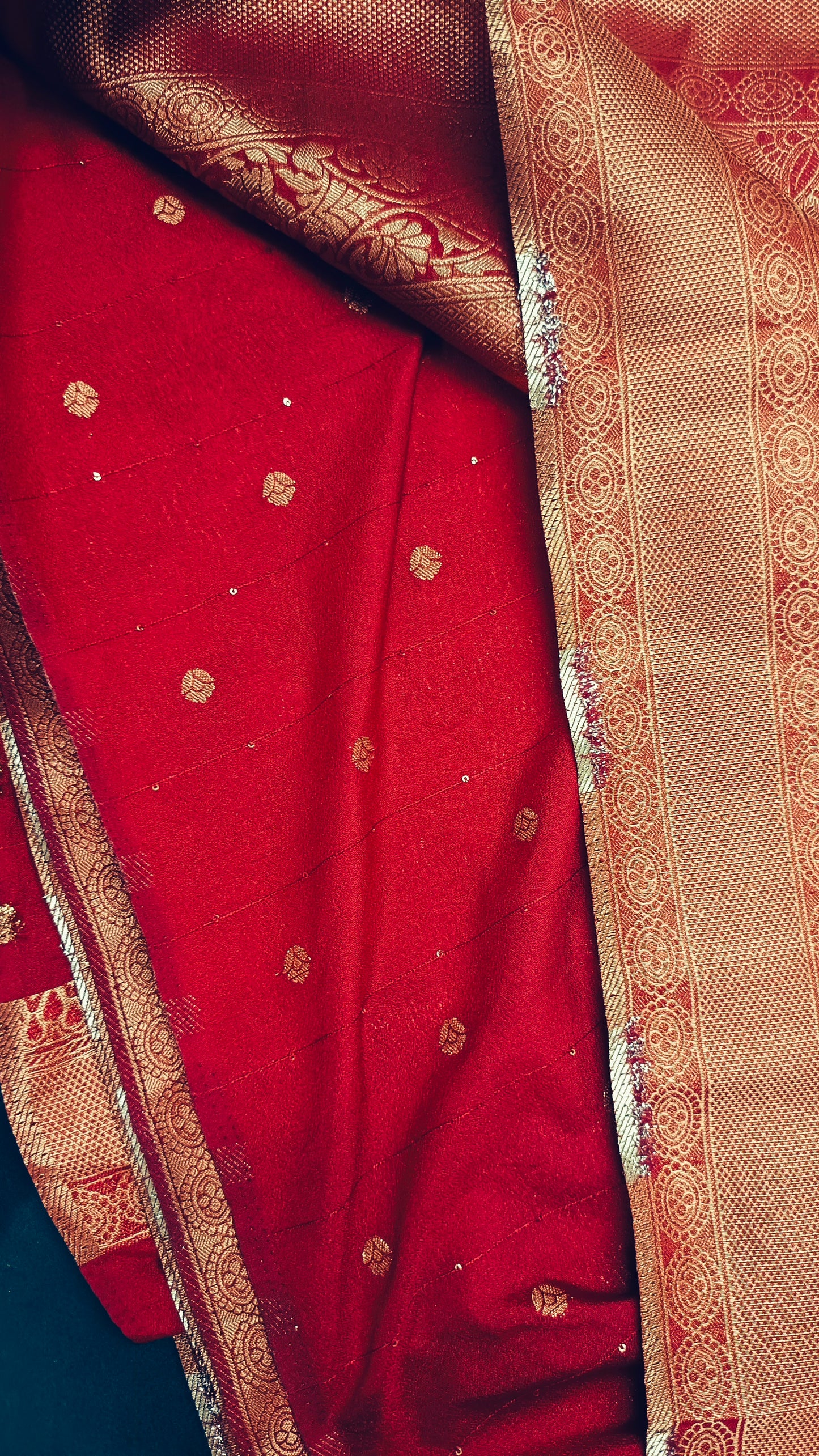 Orange Maroon Midhuna Pakshi Premium Vegan Crepe silk Saree MA25212