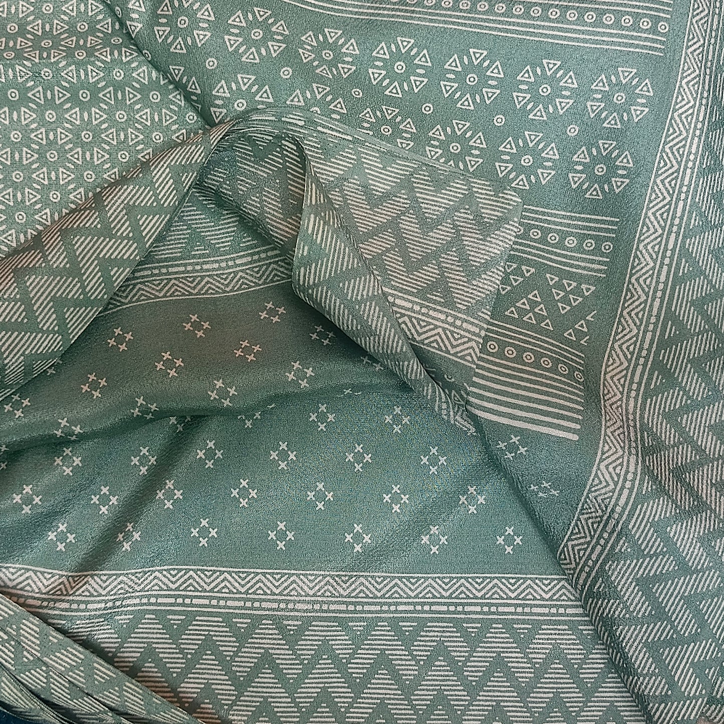Sage green Kashmiri vegan crepe Silk vol 04 SA25673