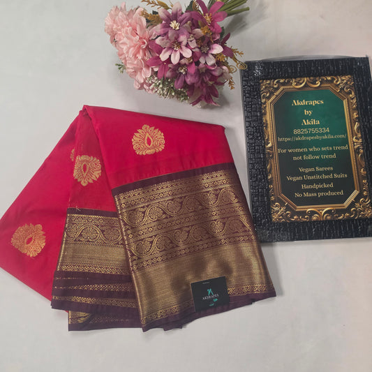 Red brown Parampara vegan kanchi silk saree GA26146
