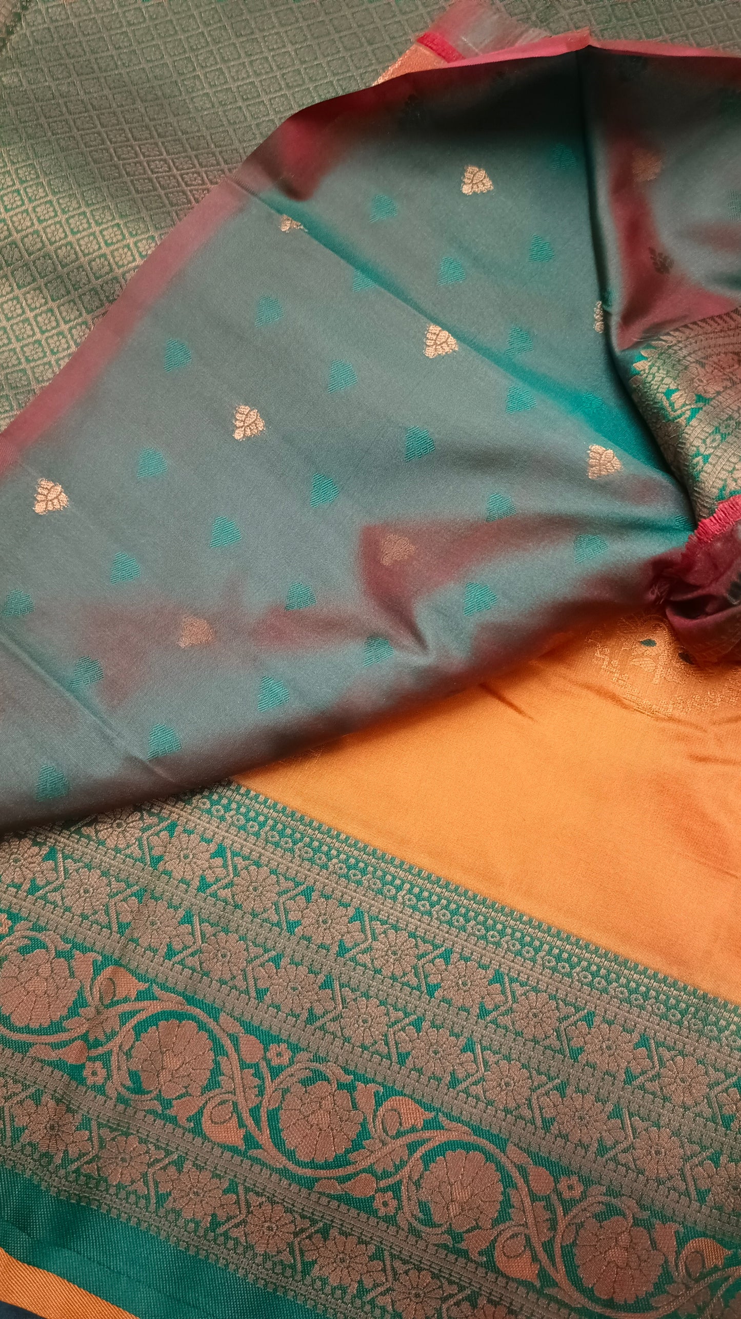 Mustard Green Anantha vastra Vegan Kanchi soft silk saree MA25123