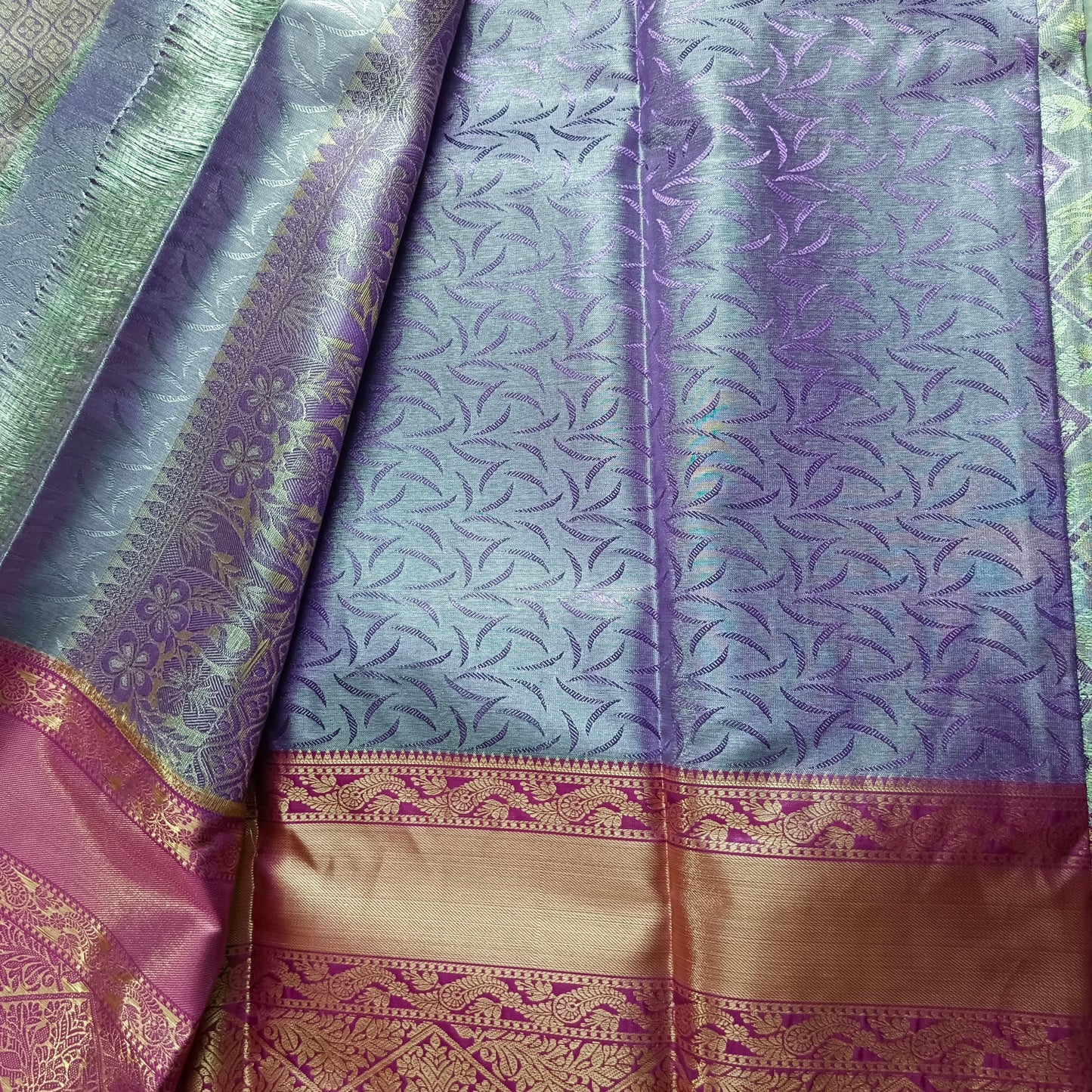 Lavender vaibavam Vegan pastel kanchi brocade saree JA25325