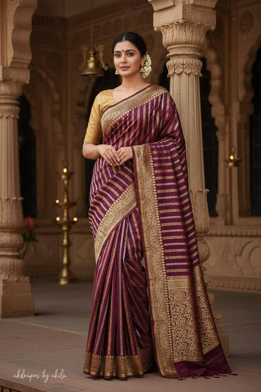 Wine Kanakavalli Premium vegan kaddi georgette saree MA25235