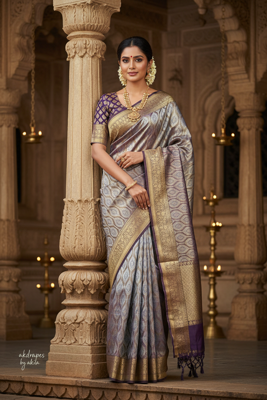 Purple Swarnika Vegan bridal silk saree JA25312