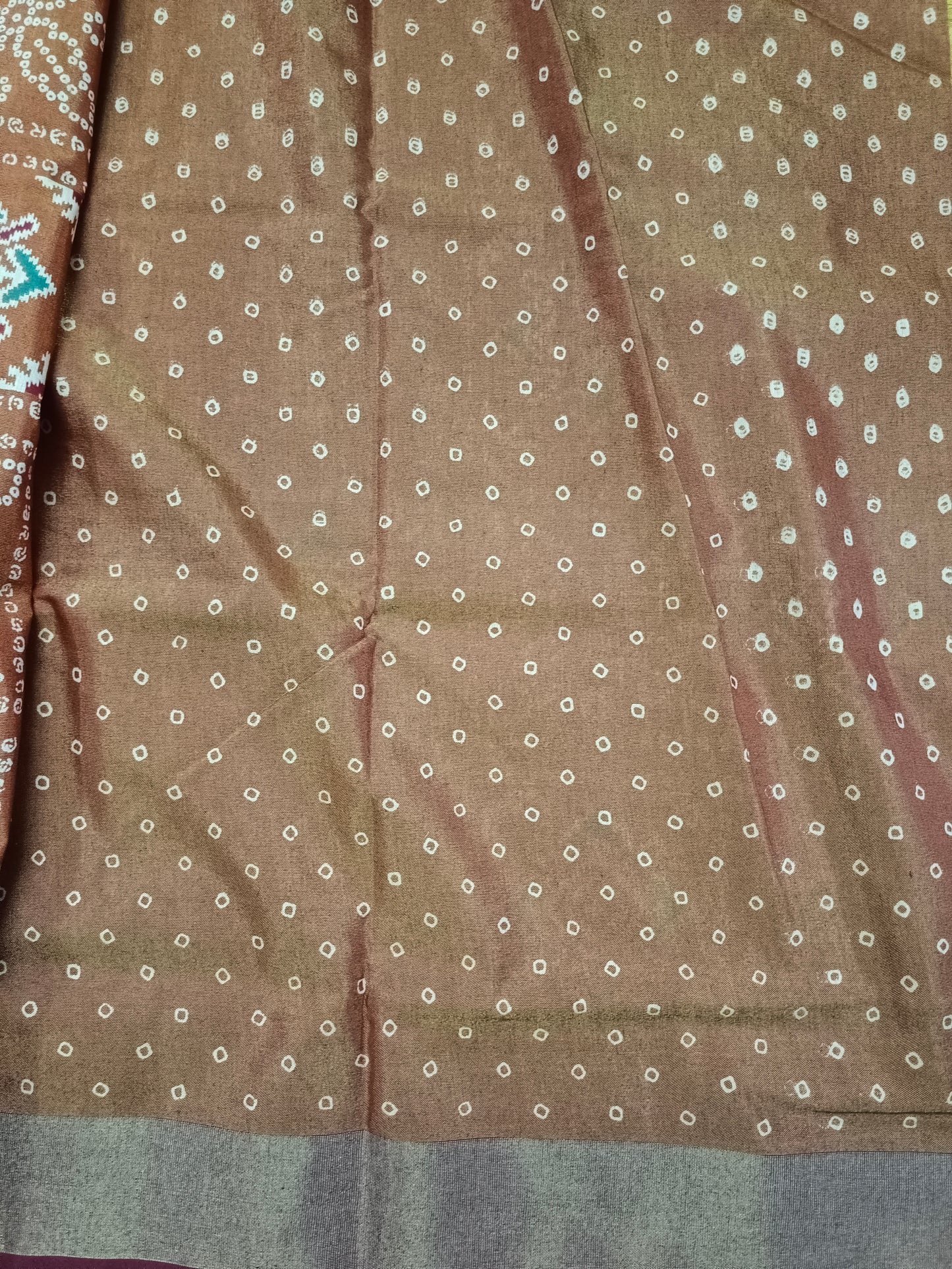 Rust Orange patola bandhini vegan mull cotton saree HA25458 - Lightweight Summer Wear 🌿
