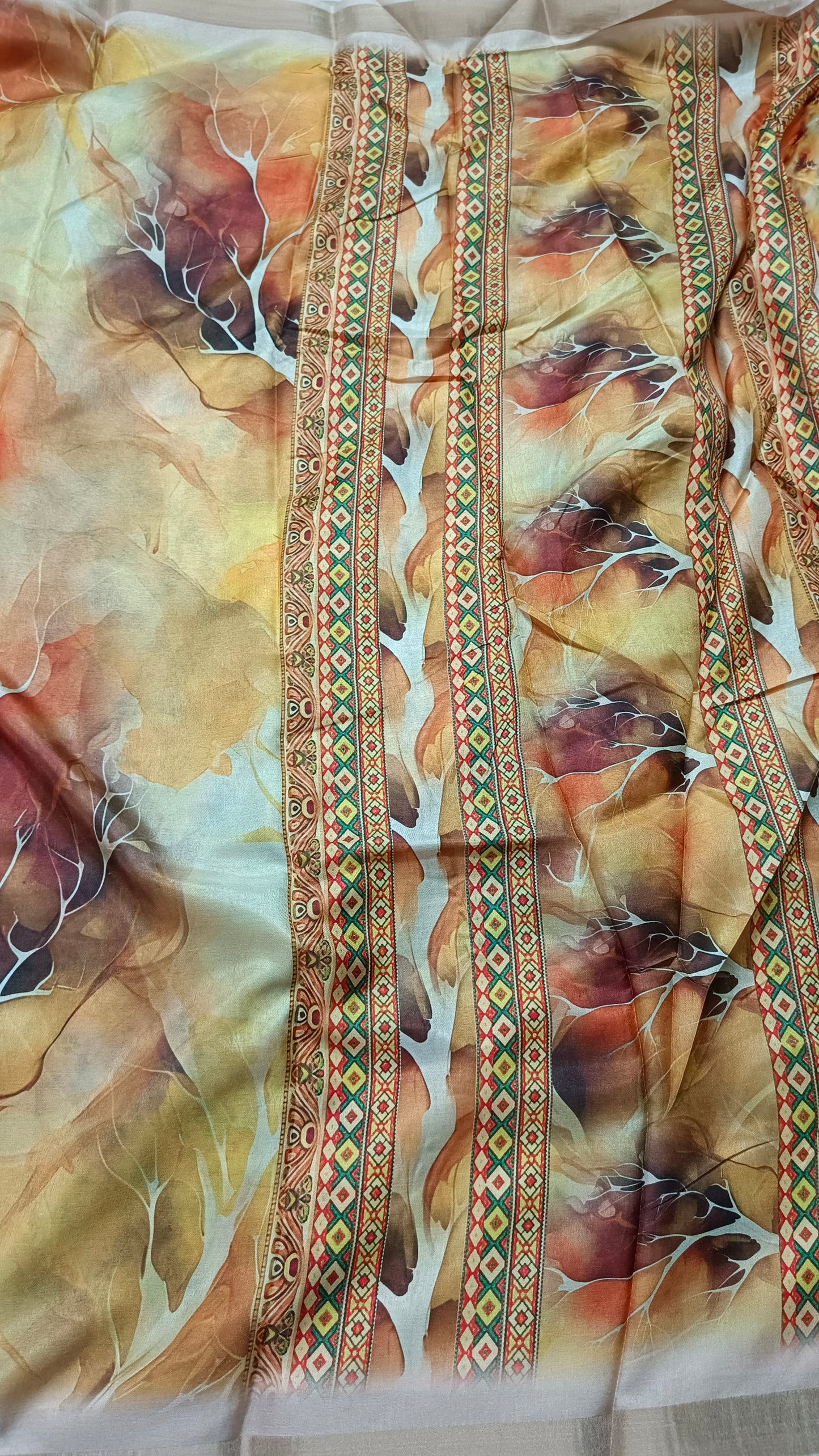 Yellow Marble Vegan Chiffon silk saree SA25704