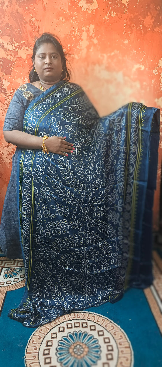 Blue Mystic Mashru vegan silk saree SA25862