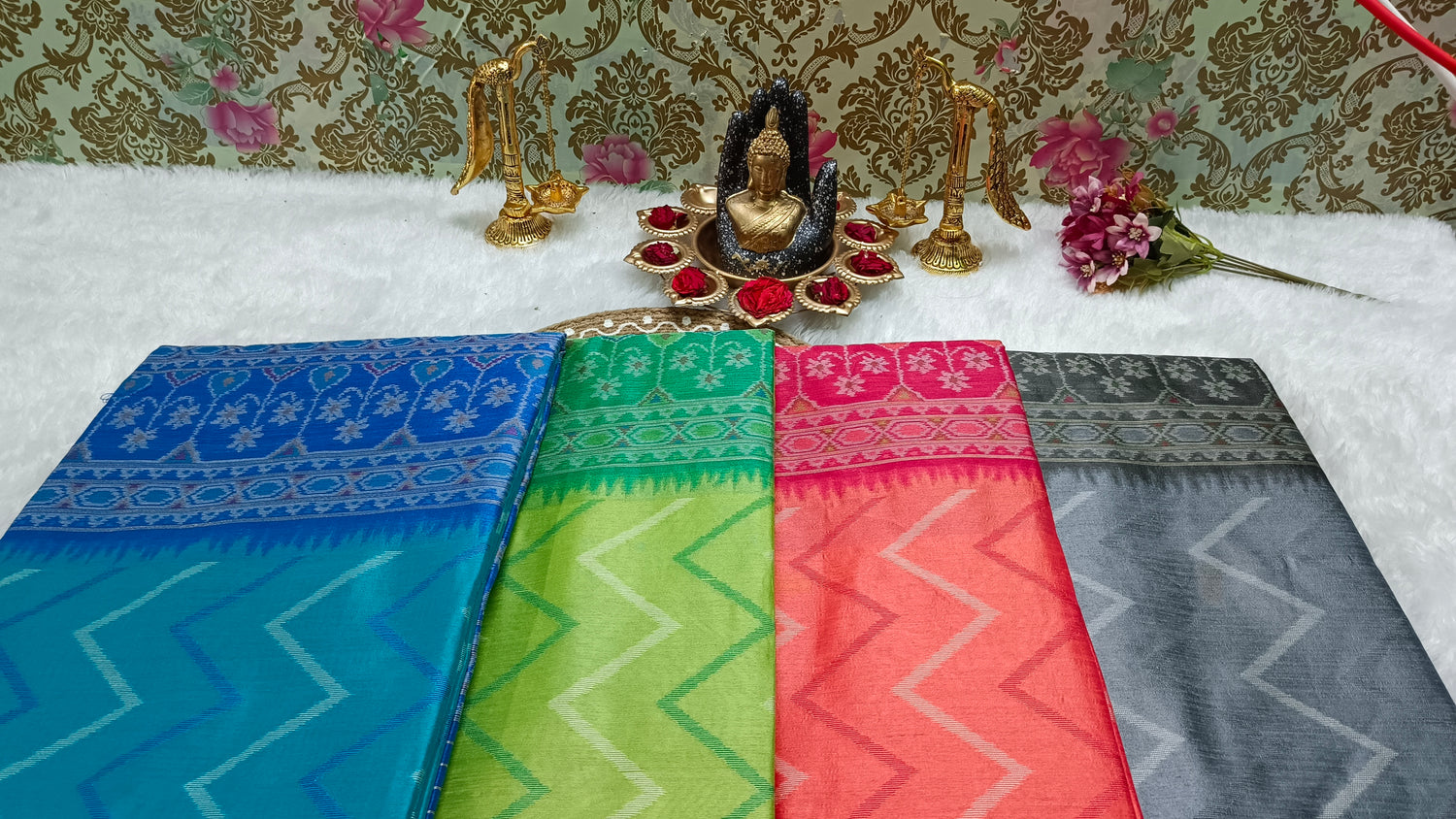 Zigzag Handweave ikkat Vegan Silk Cotton Saree