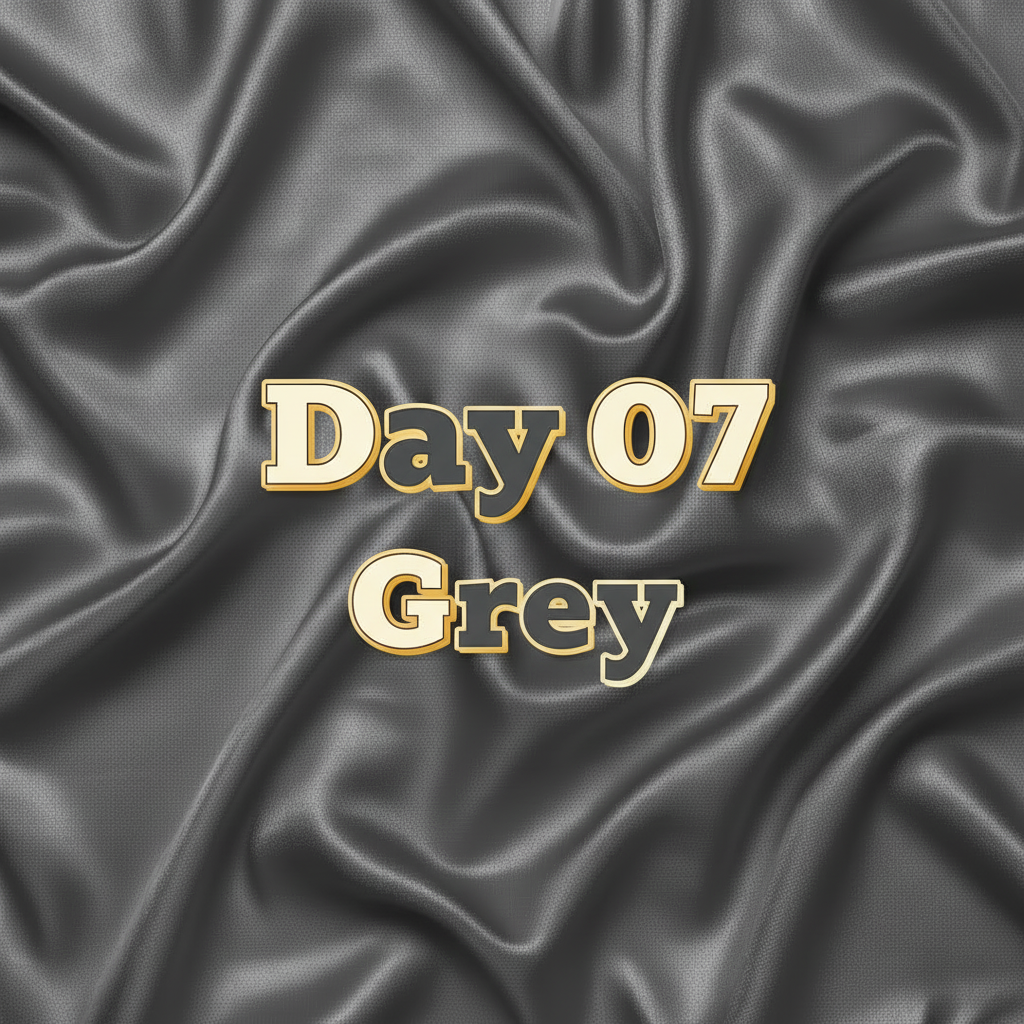 Square grey saree graphic with highlighted text “Day 07 Grey”