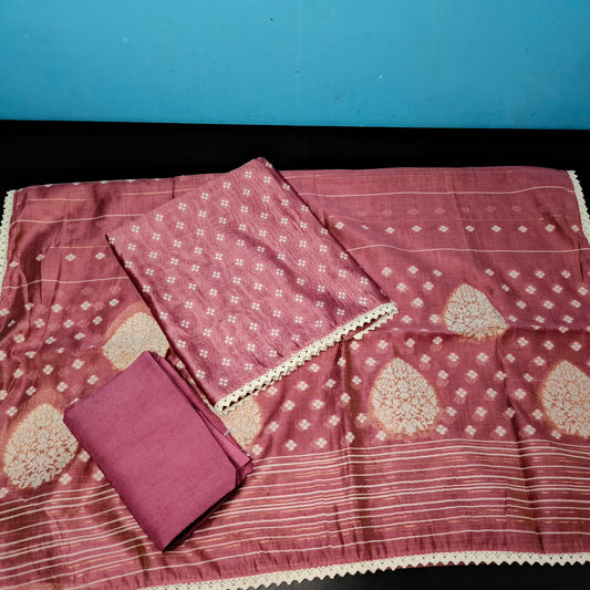 Pink Tissue discharge printed top jamdhani dupatta suit PA25004