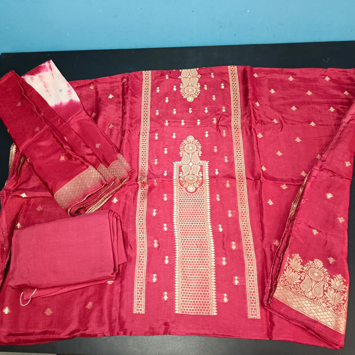 Red Dola silk antique weaving antique weaving daman PA25029