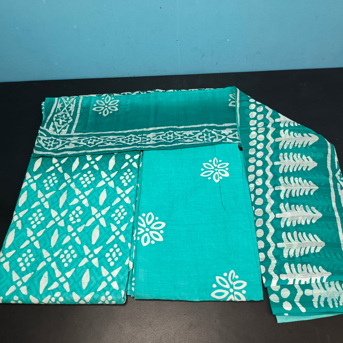 Green Doby cotton ombre color self weave Unstitched suit PA25043