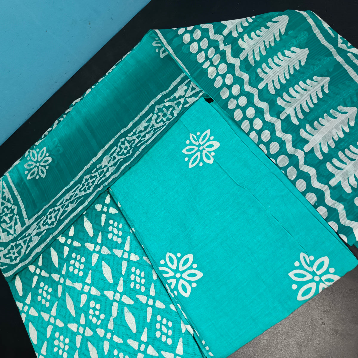 Green Doby cotton ombre color self weave Unstitched suit PA25043