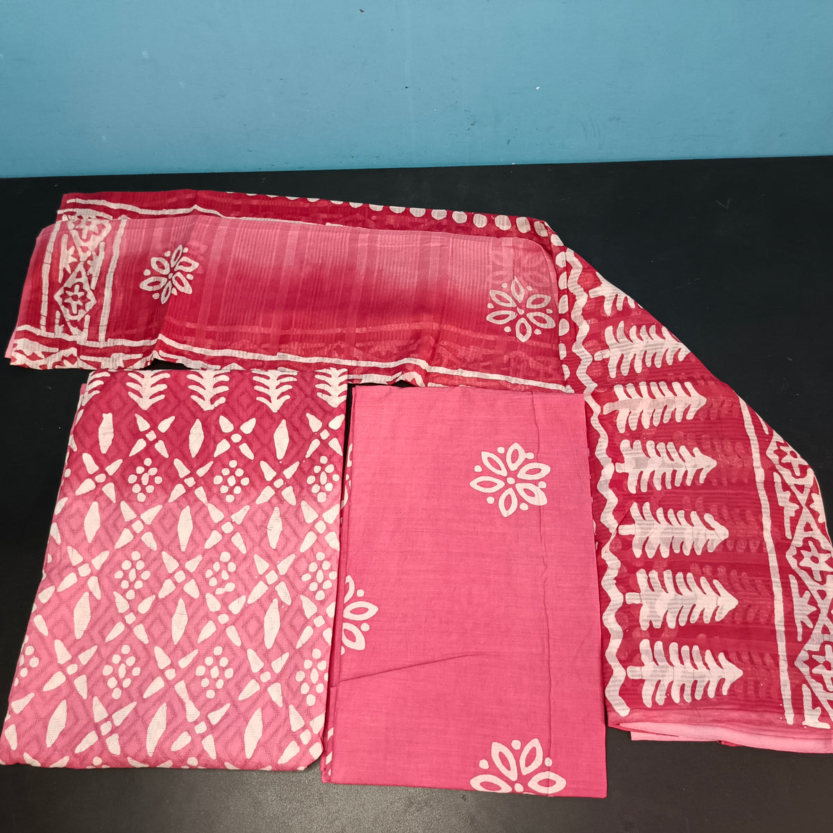 Pink Doby cotton ombre color self weave Unstitched suit PA25044
