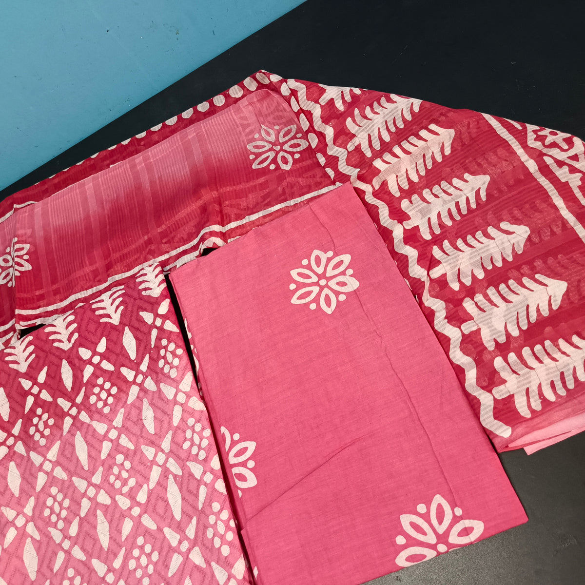 Pink Doby cotton ombre color self weave Unstitched suit PA25044