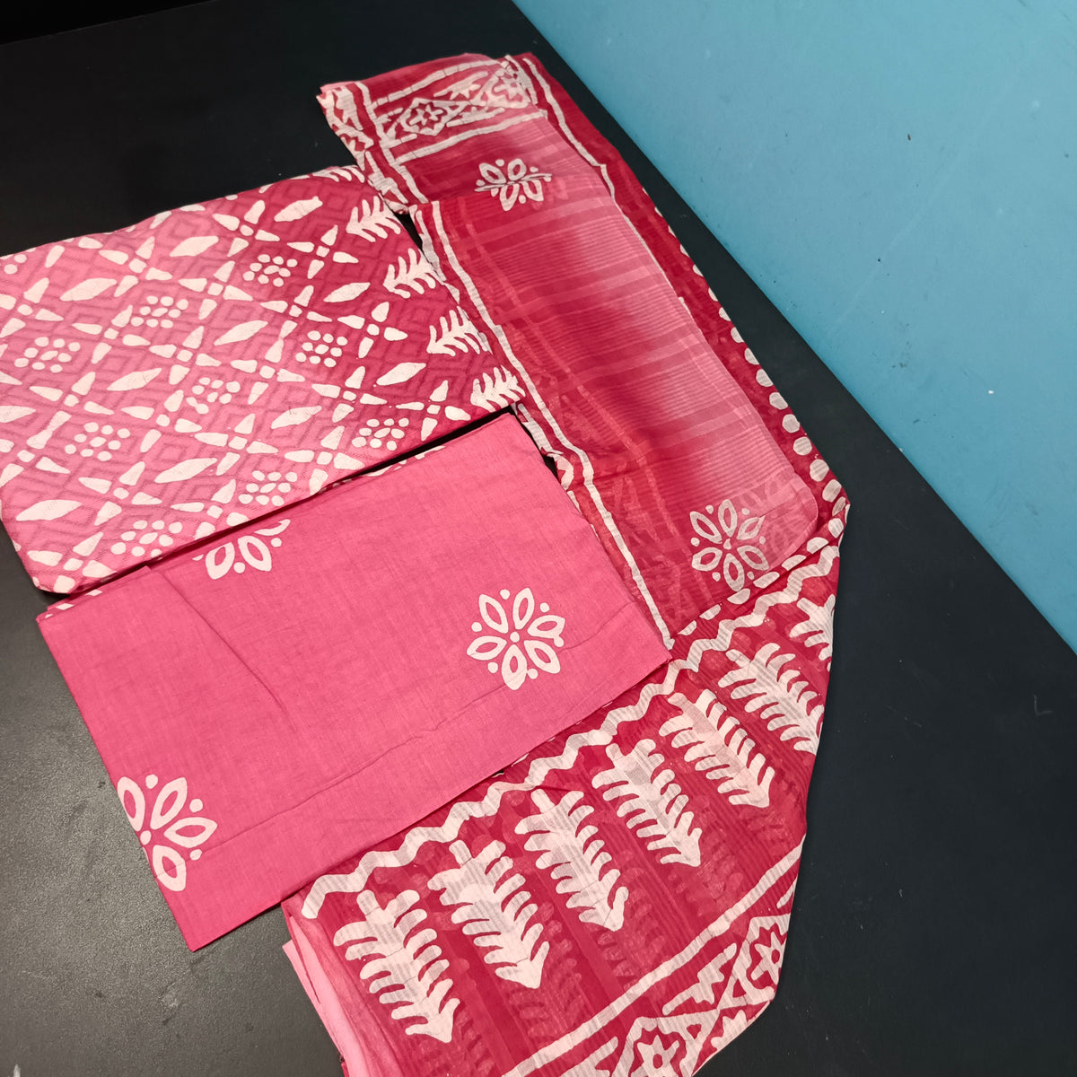 Pink Doby cotton ombre color self weave Unstitched suit PA25044