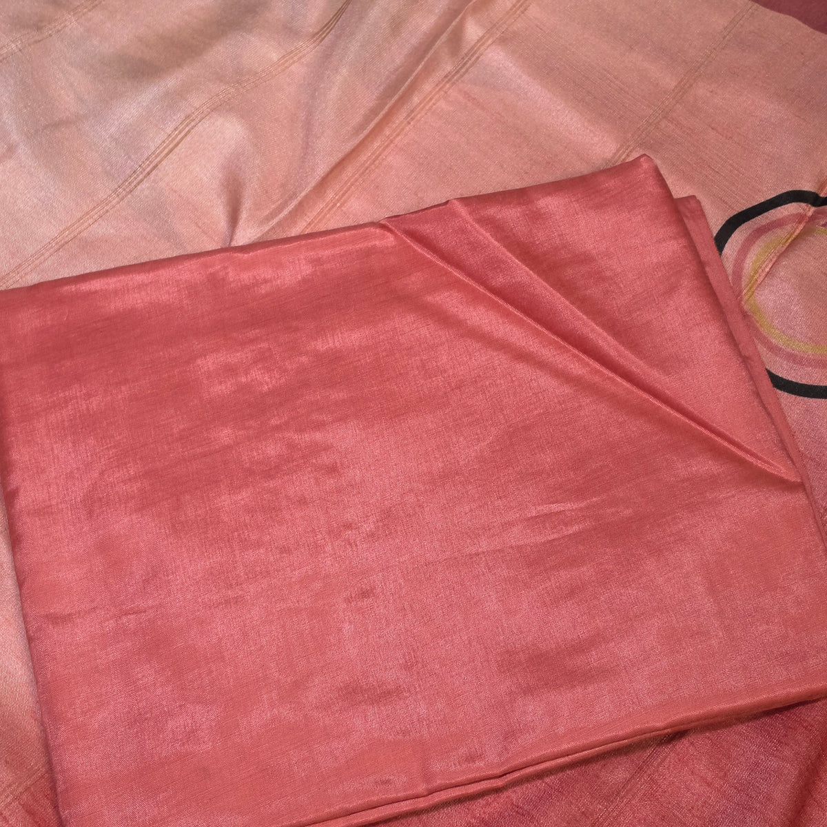 Peach Tissue Embroidered neck Salwar Suit Set with Digital Dupatta PA250005