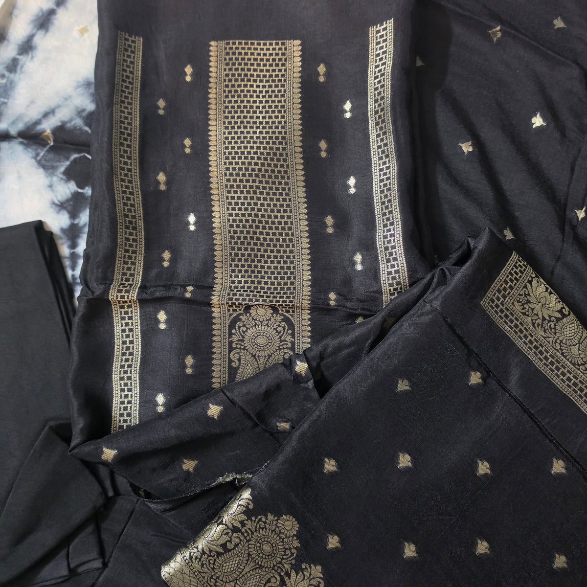 black Dola silk antique weaving antique weaving daman PA25026