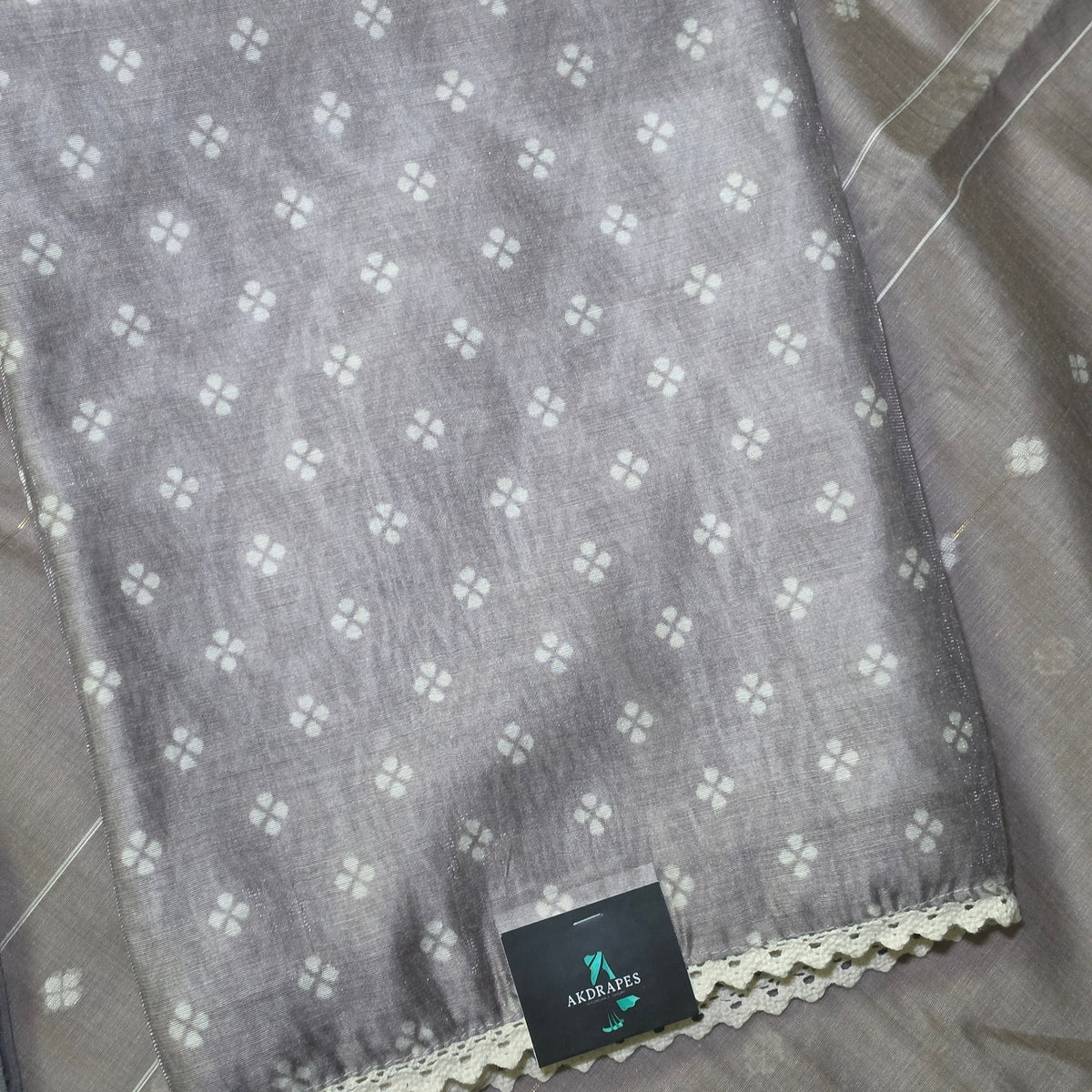Grey Tissue discharge printed top jamdhani dupatta suit PA25003