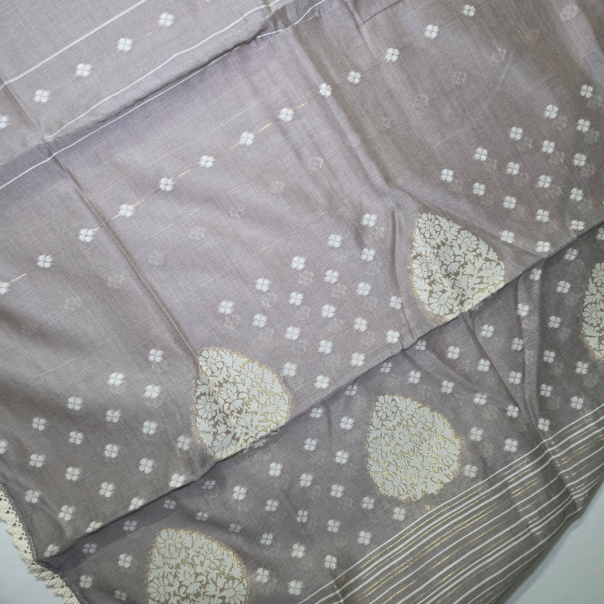 Grey Tissue discharge printed top jamdhani dupatta suit PA25003