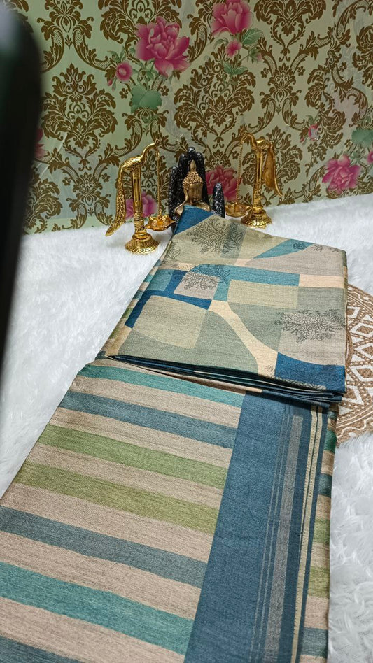 Green Tilottama digital printed tussar saree SA25630