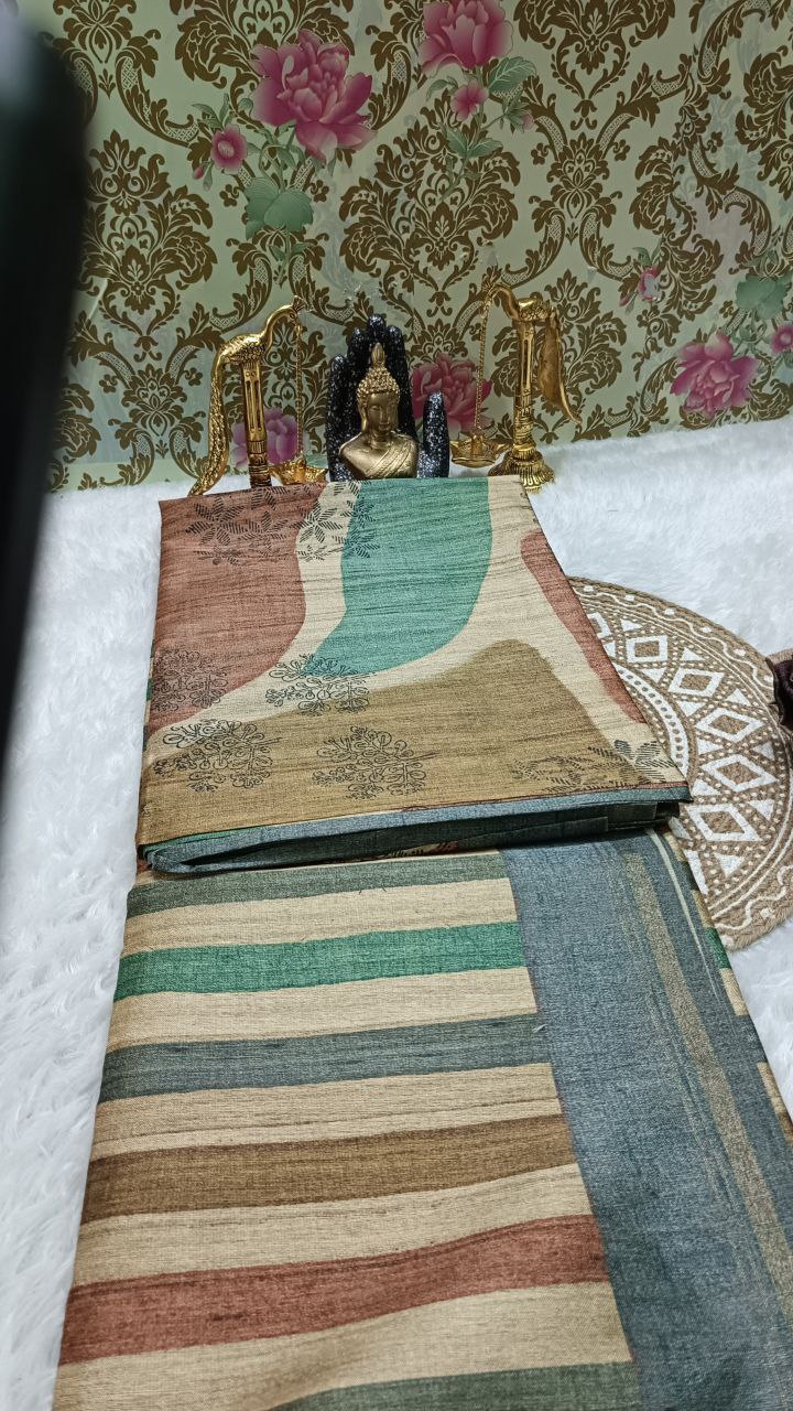 Green Tilottama digital printed tussar saree SA25628