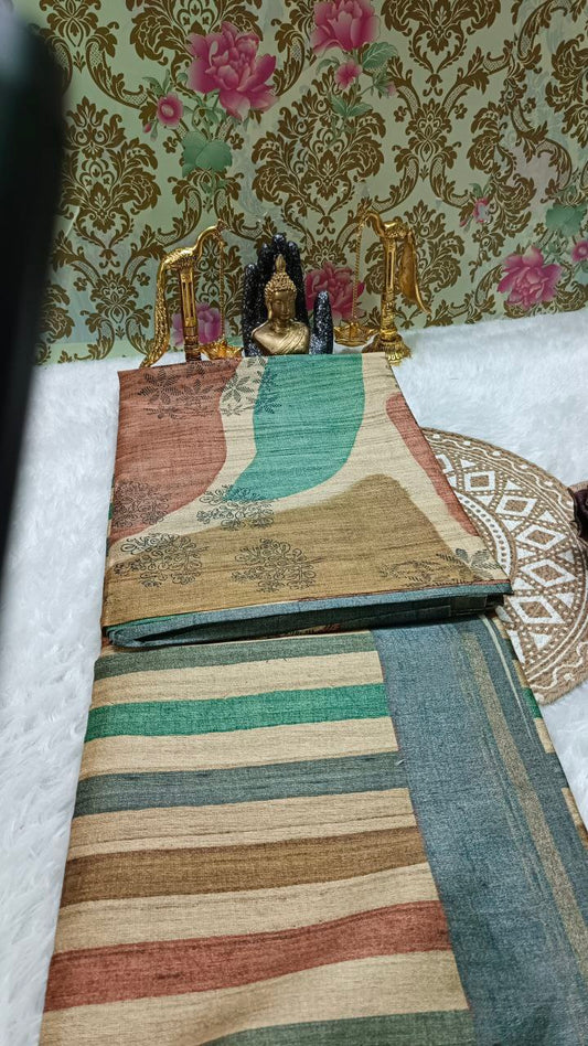 Green Tilottama digital printed tussar saree SA25628
