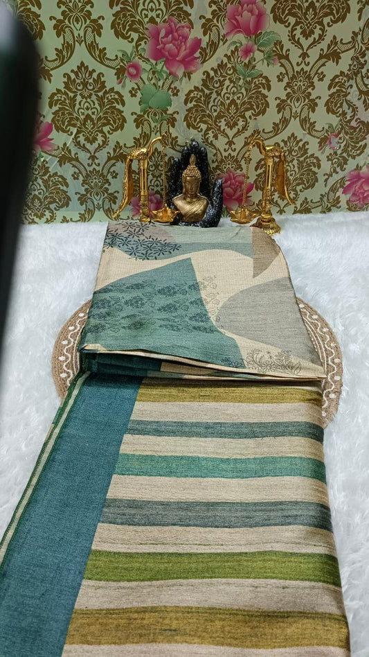 Green Tilottama digital printed tussar saree SA25625