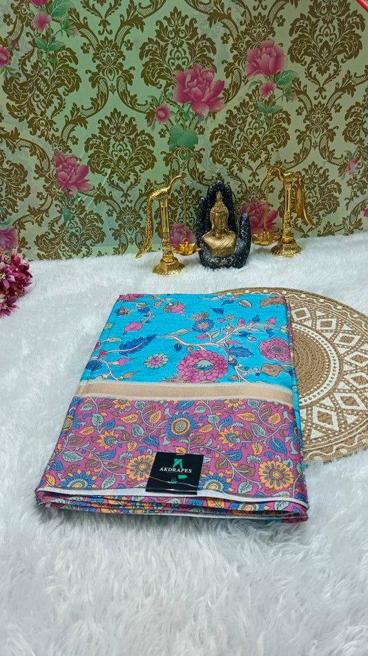 Blue Vegan Chirala digital kalamkari saree SA25561
