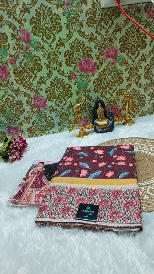 Brown Vegan Chirala digital kalamkari saree SA25555