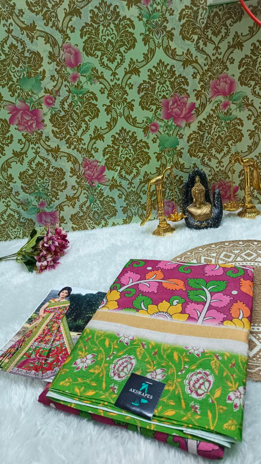 Majenta Vegan Chirala digital kalamkari saree SA25556
