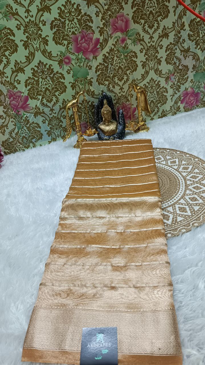 Gold Korat vegan organza tissue silk saree SA25709