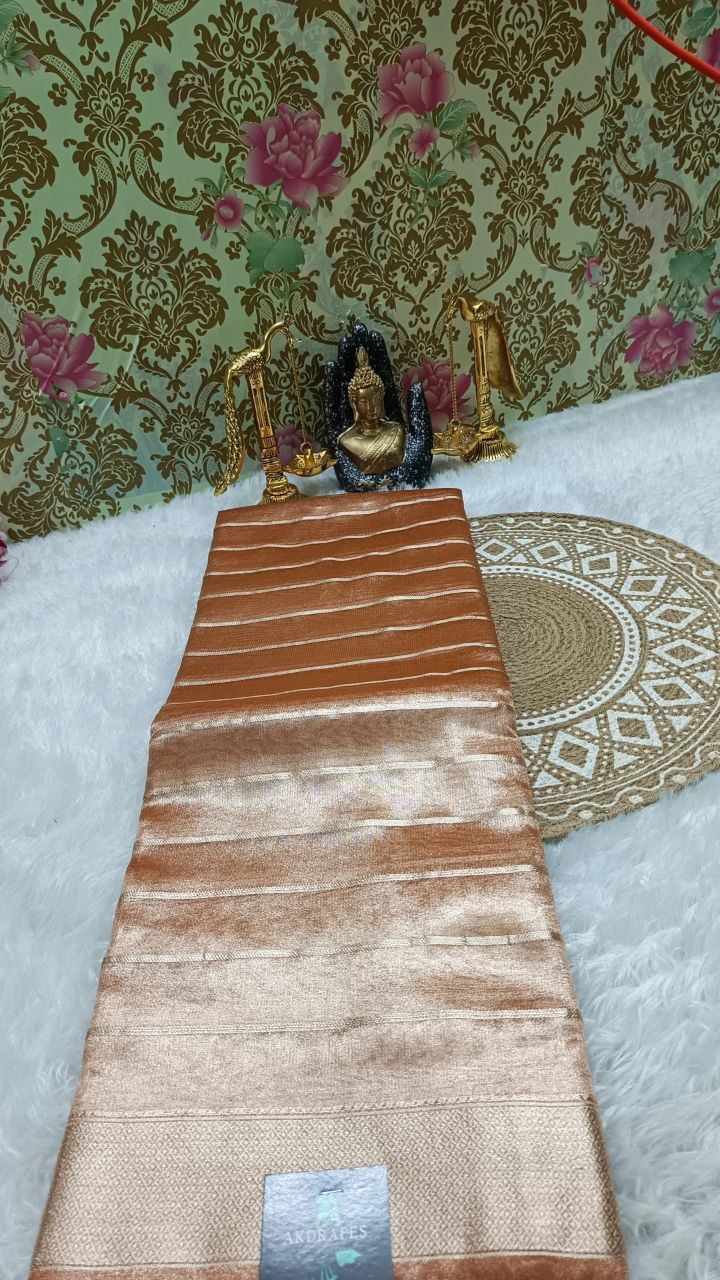 Bronze Korat vegan organza tissue silk saree SA25707