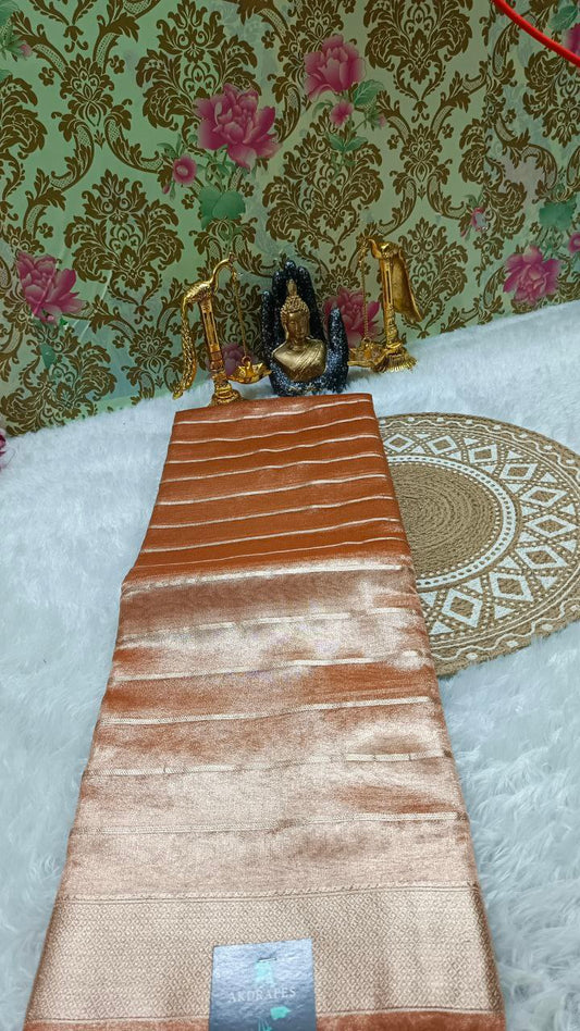 Bronze Korat vegan organza tissue silk saree SA25707