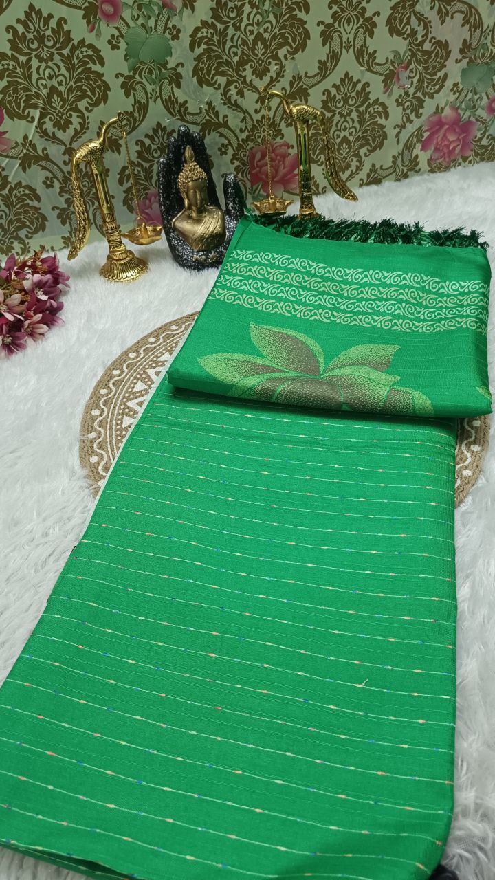 Green striped vegan baswada tussar saree SA25564