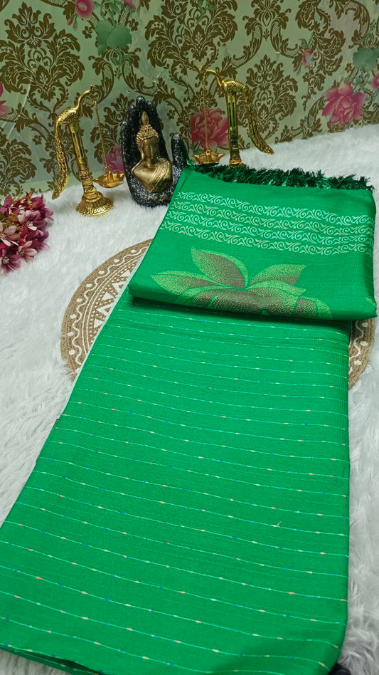 Green striped vegan baswada tussar saree SA25564