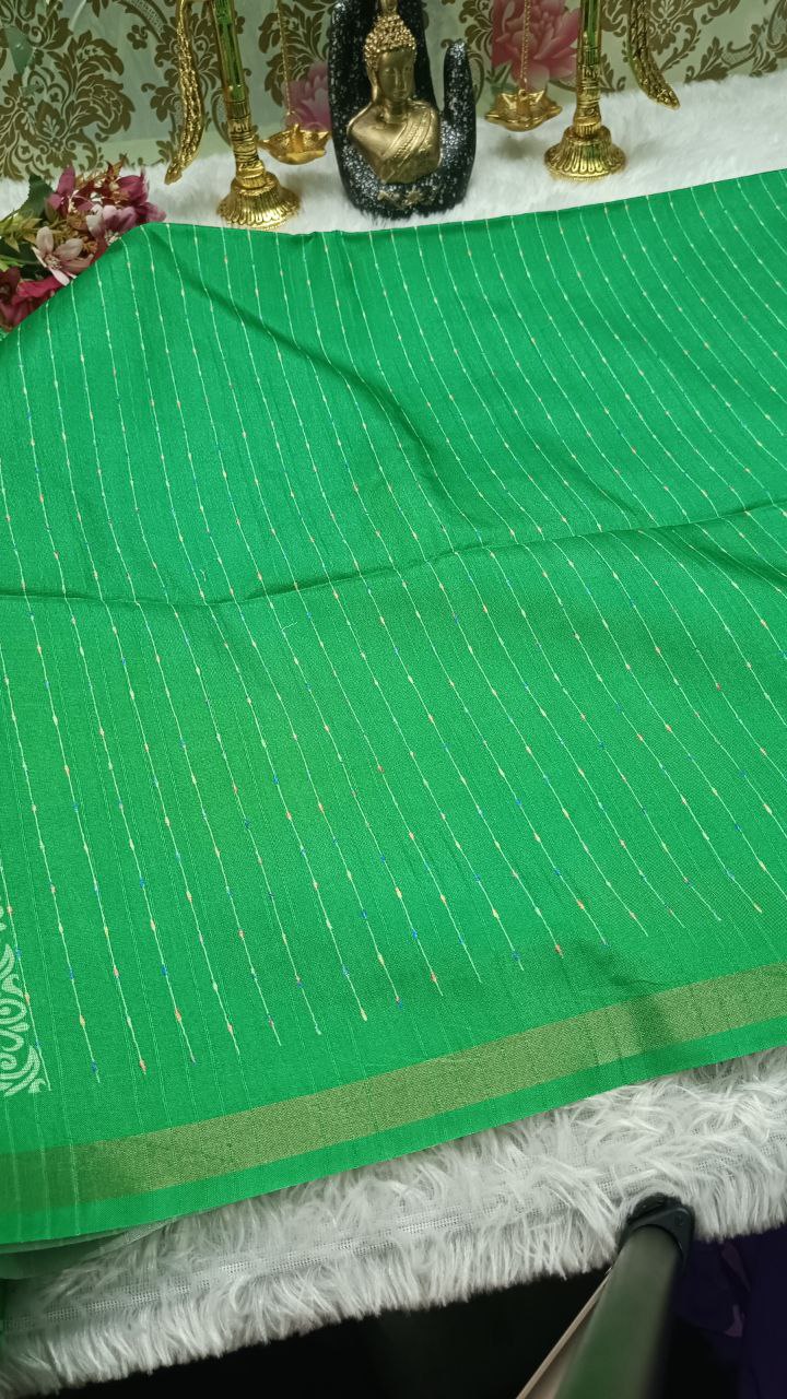 Green striped vegan baswada tussar saree SA25564