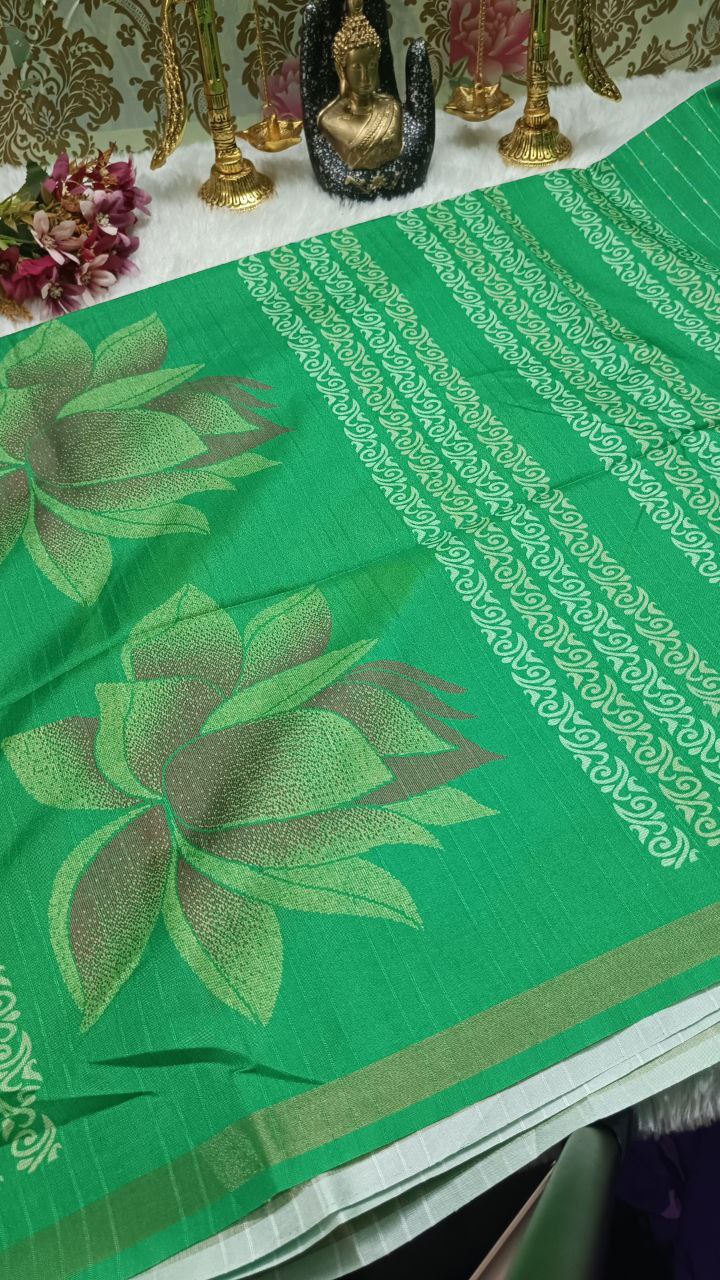 Green striped vegan baswada tussar saree SA25564