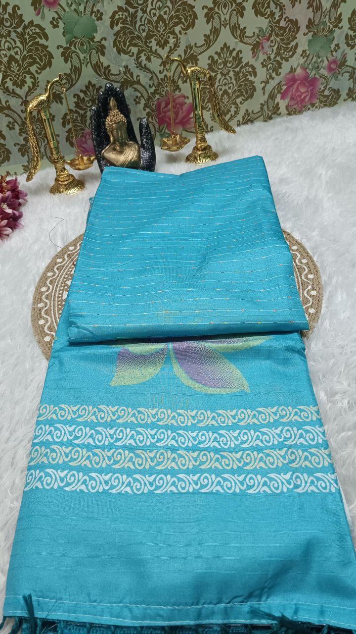 Blue striped vegan baswada tussar saree SA25565