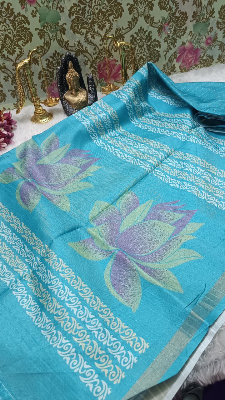Blue striped vegan baswada tussar saree SA25565