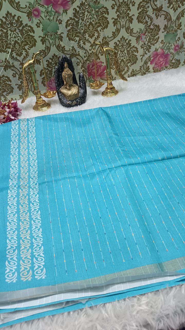 Blue striped vegan baswada tussar saree SA25565