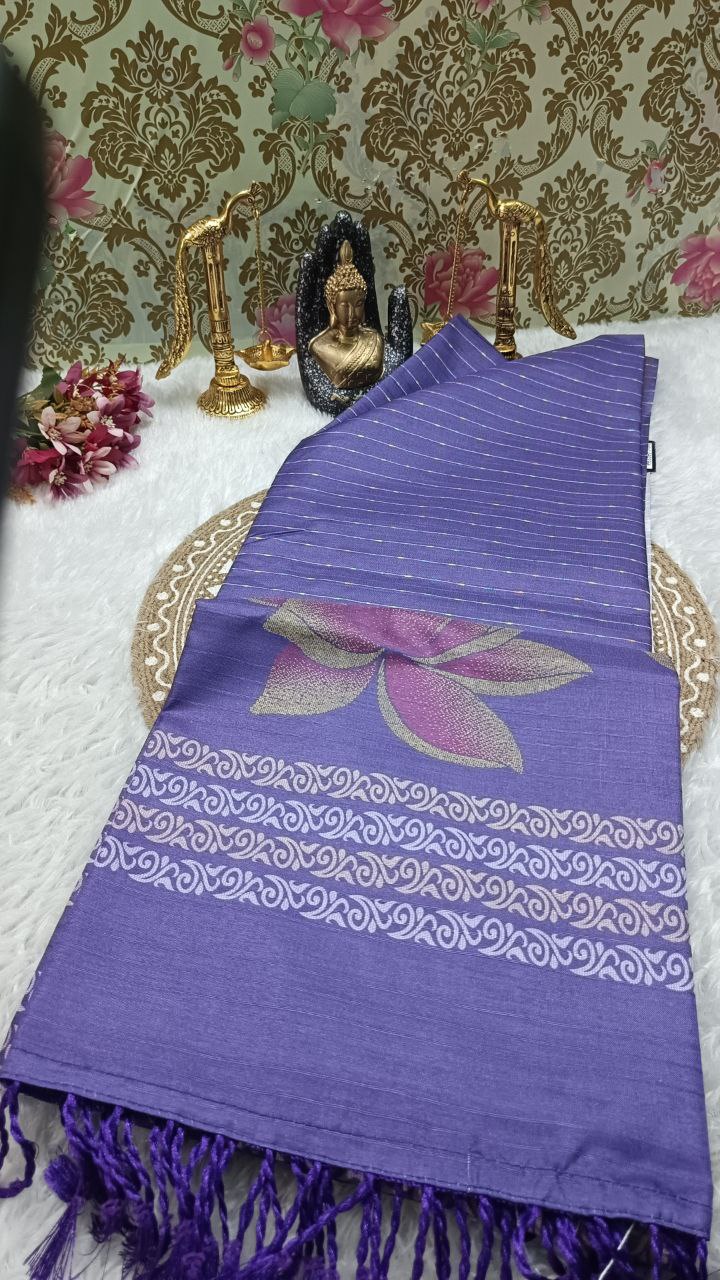 Lavender striped vegan baswada tussar saree SA25563