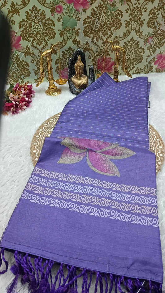 Lavender striped vegan baswada tussar saree SA25563
