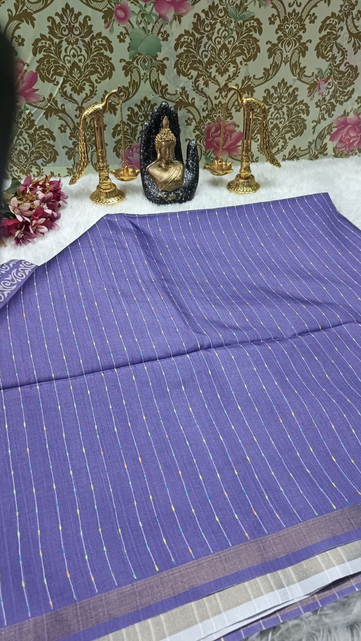 Lavender striped vegan baswada tussar saree SA25563